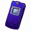 Cellet Motorola RAZR V3 Blue Rubberized Jewel Crystal Case with Multi Color