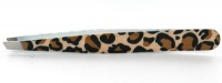 Zink Color Stainless Steel Slant Tweezer Brown Leopard Print Zink Color Stainless Steel Slant Tweezer Brown Leopard Print