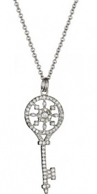 Sterling Silver with CZ Kaleidoscope Key Necklace 18 (16-24 Chain Available) Sterling Silver with CZ Kaleidoscope Key Necklace 18 (16-24 Chain Available)