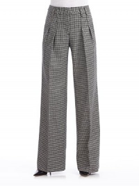THE LOOKHoundstooth patternBanded waist with belt loopsFront zip with hook closurePleated frontTrouser silhouetteBack dartsTHE FITRise, about 10Inseam, about 34THE MATERIAL95% virgin fleece wool/5% other fibersCARE & ORIGINDry cleanMade in ItalyModel shown is 5'9 (175cm) wearing US size 4. THE LOOKHoundstooth patternBanded waist with belt loopsFront zip with hook closurePleated frontTrouser silhouetteBack dartsTHE FITRise, about 10Inseam, about 34THE MATERIAL95% virgin fleece wool/5% other fibersCARE & ORIGINDry cleanMade in ItalyModel shown is 5'9 (175cm) wearing US size 4.