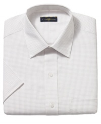 Stay cool with a hint of throwback styling. This tattersall short-sleeved shirt from Club Room is an essential for the sunny season. Stay cool with a hint of throwback styling. This tattersall short-sleeved shirt from Club Room is an essential for the sunny season.