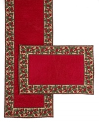 Inspired by Christmas past, these woven placemats from Windham Weavers create a look of antique grandeur. Vibrant holly bursting with red berries frames cheery holiday red. Inspired by Christmas past, these woven placemats from Windham Weavers create a look of antique grandeur. Vibrant holly bursting with red berries frames cheery holiday red.