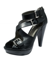A few buckles go a long way. G by GUESS's Length platform sandals feature just the right amount of hardware to toughen up your look. A few buckles go a long way. G by GUESS's Length platform sandals feature just the right amount of hardware to toughen up your look.