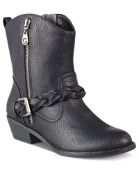 Let your style do all the talking for you. G by GUESS' Wissper booties are small, but mighty--with a braided strap around the ankle and a zipper that stretches up the shaft. Let your style do all the talking for you. G by GUESS' Wissper booties are small, but mighty--with a braided strap around the ankle and a zipper that stretches up the shaft.