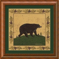 Folk Bear by Warren Kimble, Framed Print Art - 14 x 14 Folk Bear by Warren Kimble, Framed Print Art - 14 x 14