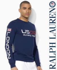 Crafted from light-as-air cotton jersey in a trim, modern fit, a long-sleeved crewneck T-shirt is designed in celebration of Team USA's participation in the 2012 Olympics. Crafted from light-as-air cotton jersey in a trim, modern fit, a long-sleeved crewneck T-shirt is designed in celebration of Team USA's participation in the 2012 Olympics.