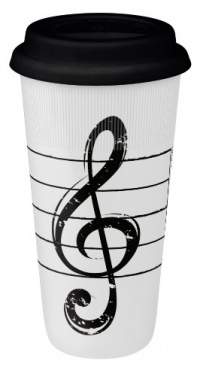 Konitz Treble Clef On White 12-Ounce Travel Mugs and Silicon Lid, Assorted Colors, Set of 2 Konitz Treble Clef On White 12-Ounce Travel Mugs and Silicon Lid, Assorted Colors, Set of 2