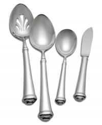 Complement a sophisticated setting with the Allora Hostess Set. The sleek silhouette and high-polished finish combine for a modern sensibility. Includes a pierced tablespoon, tablespoon, sugar spoon and butter knife. Complement a sophisticated setting with the Allora Hostess Set. The sleek silhouette and high-polished finish combine for a modern sensibility. Includes a pierced tablespoon, tablespoon, sugar spoon and butter knife.