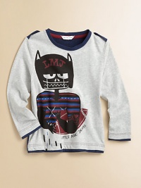With helmet, shoulder pads and striped team jersey, the signature cat is ready for the gridiron, gazing from the front of a layered-look tee with a colorblocked back.Contrast band crewneckButton shoulder epaulettsLong sleeves with layered-look trimContrast layered-look hemSolid contrast backCottonMachine washImported With helmet, shoulder pads and striped team jersey, the signature cat is ready for the gridiron, gazing from the front of a layered-look tee with a colorblocked back.Contrast band crewneckButton shoulder epaulettsLong sleeves with layered-look trimContrast layered-look hemSolid contrast backCottonMachine washImported