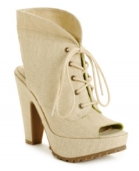 Part bootie and totally bold. The Valary sandals by Blowfish combine the sexiness of a platform sandal with the trendiness of lace-up booties. Part bootie and totally bold. The Valary sandals by Blowfish combine the sexiness of a platform sandal with the trendiness of lace-up booties.