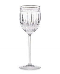 A stemware collection of utter sophistication. Vintage Jewel Platinum wine glasses are designed in multifaceted, full lead crystal with delicately tapered stems and polished platinum rims. A stemware collection of utter sophistication. Vintage Jewel Platinum wine glasses are designed in multifaceted, full lead crystal with delicately tapered stems and polished platinum rims.