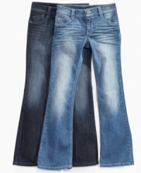 With a bootcut leg, these faded jeans from Epic Threads will become hip classics in her wardrobe. With a bootcut leg, these faded jeans from Epic Threads will become hip classics in her wardrobe.