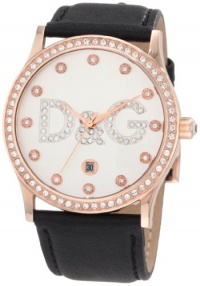 D&G Dolce & Gabbana Women's DW0501 Gloria Rose Gold Silver Dial Black Strap Watch D&G Dolce & Gabbana Women's DW0501 Gloria Rose Gold Silver Dial Black Strap Watch