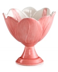 Plucked right from the garden, the Geneva dessert compote from Martha Stewart Collection features a sweet flower shape for serving sorbet, bread pudding and berries and cream. Plucked right from the garden, the Geneva dessert compote from Martha Stewart Collection features a sweet flower shape for serving sorbet, bread pudding and berries and cream.