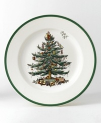 With an historic pattern starring the most cherished symbol of the season, Christmas Tree dinner plates are a festive gift to holiday dining. From Spode dinnerware, the dishes feature a full evergreen tree with baubles, tinsel and perfectly wrapped packages that completes every celebration. With an historic pattern starring the most cherished symbol of the season, Christmas Tree dinner plates are a festive gift to holiday dining. From Spode dinnerware, the dishes feature a full evergreen tree with baubles, tinsel and perfectly wrapped packages that completes every celebration.