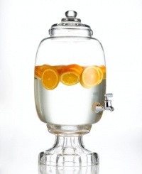 There's enough for everyone with Godinger's Westbury drink dispenser. Fill it up with three full gallons of water, juice or whatever you're drinking, then step away so guests to help themselves. There's enough for everyone with Godinger's Westbury drink dispenser. Fill it up with three full gallons of water, juice or whatever you're drinking, then step away so guests to help themselves.