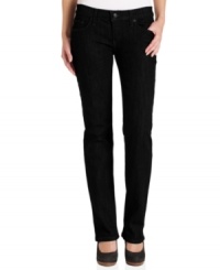 Ideal for every day style, these black wash straight leg jeans from Levi's are a total closet staple. Ideal for every day style, these black wash straight leg jeans from Levi's are a total closet staple.