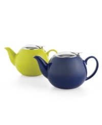 Something bright is brewing. Add a splash of color to tea time with this simply bold teapot, featuring a bold solid hue and gleaming stainless-steel lid. Something bright is brewing. Add a splash of color to tea time with this simply bold teapot, featuring a bold solid hue and gleaming stainless-steel lid.