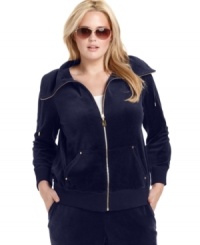 Add a chic touch to your relaxation wear with MICHAEL Michael Kors' plus size velour jacket.