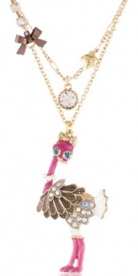 Betsey Johnson A Day at the Zoo Ostrich 2 Row Necklace, 19 Betsey Johnson A Day at the Zoo Ostrich 2 Row Necklace, 19