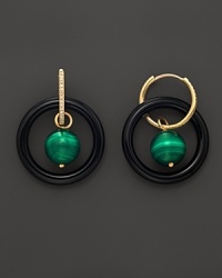 Lisa Nik Earth & Sea Malachite Triple Hoop Earrings with Diamonds Lisa Nik Earth & Sea Malachite Triple Hoop Earrings with Diamonds