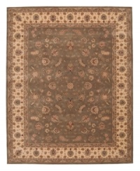 Expand beyond the standard borders of the room-size rectangle with the Nourison 2000 area rug collection. Classic in design, of the moment, while still boasting a chic sophistication, this rug features an intricate design of flowers in warm moss and taupe hues. Made of 100% silk and wool pile. Expand beyond the standard borders of the room-size rectangle with the Nourison 2000 area rug collection. Classic in design, of the moment, while still boasting a chic sophistication, this rug features an intricate design of flowers in warm moss and taupe hues. Made of 100% silk and wool pile.