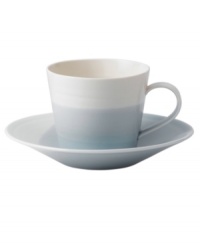 Perfect for every day, the 1815 teacup from Royal Doulton features sturdy white porcelain streaked with pale blue for serene, understated style. Perfect for every day, the 1815 teacup from Royal Doulton features sturdy white porcelain streaked with pale blue for serene, understated style.