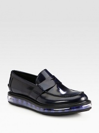 Remarkable attention to detail is displayed with this loafer style handcrafted in polished Italian leather with a transparent cushioned sole for the ultimate experience of comfort and style.Leather upperLeather liningPadded insoleRubber soleMade in Italy Remarkable attention to detail is displayed with this loafer style handcrafted in polished Italian leather with a transparent cushioned sole for the ultimate experience of comfort and style.Leather upperLeather liningPadded insoleRubber soleMade in Italy