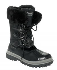 Don't let the weather keep you indoors. Brave the elements in the Birch Low 2 cold weather boots by Khombu. They're made of waterproof materials and feature a plush faux-fur lining. Don't let the weather keep you indoors. Brave the elements in the Birch Low 2 cold weather boots by Khombu. They're made of waterproof materials and feature a plush faux-fur lining.