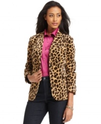 Charter Club's velvet blazer gets revamped in bold animal print for a classic look with a modern edge. Charter Club's velvet blazer gets revamped in bold animal print for a classic look with a modern edge.