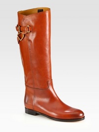Wrap-around straps with polished buckles adorn this tall silhouette of supple leather. Shaft, 14Leg circumference, 15½Leather upperLeather lining and solePadded insoleMade in ItalyOUR FIT MODEL RECOMMENDS ordering one half size up as this style runs small. Wrap-around straps with polished buckles adorn this tall silhouette of supple leather. Shaft, 14Leg circumference, 15½Leather upperLeather lining and solePadded insoleMade in ItalyOUR FIT MODEL RECOMMENDS ordering one half size up as this style runs small.