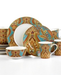 Inspired by the colorways of Indian tapestries, the Demure Turquoise dinnerware set creates captivating beauty through its detailed design. Precious in porcelain, this design is sure to elevate the look of your table. Inspired by the colorways of Indian tapestries, the Demure Turquoise dinnerware set creates captivating beauty through its detailed design. Precious in porcelain, this design is sure to elevate the look of your table.