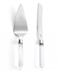 Handcrafted with faceted handles in twinkling crystal, the Lucy cake knife and server plates wedding cake and holiday pies with magnificent flair. A perfect gift for stylish hosts and happy couples, hallmarked with Oleg Cassini's signature. Handcrafted with faceted handles in twinkling crystal, the Lucy cake knife and server plates wedding cake and holiday pies with magnificent flair. A perfect gift for stylish hosts and happy couples, hallmarked with Oleg Cassini's signature.