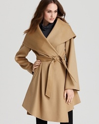 Wrap up in luxe style with this elegant coat from Dawn Levy rendered in a luxe blend of wool and cashmere. Wrap up in luxe style with this elegant coat from Dawn Levy rendered in a luxe blend of wool and cashmere.