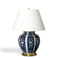 This lamp fashioned in porcelain with ornate pattern brings an elegant quality to any room. This lamp fashioned in porcelain with ornate pattern brings an elegant quality to any room.