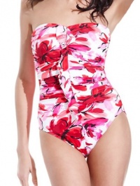 Miraclesuit Strapless Swimsuit Camilla Bandeau Ruffled with Underwire Support Miraclesuit Strapless Swimsuit Camilla Bandeau Ruffled with Underwire Support