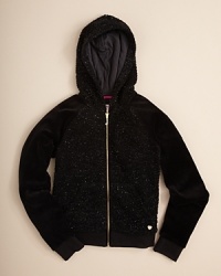 Her sparkling personality deserves a glittering hoodie. Metallic threads catch the light, and the lightweight fleece keeps her warm. Her sparkling personality deserves a glittering hoodie. Metallic threads catch the light, and the lightweight fleece keeps her warm.