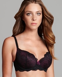 Memory foam lined cup, warms and molds to the body, creating a personalized fit. Creates voluptuous curves without a push-up pad. Seamless memory foam cup covered in a nude fabric overlaid with dramatic black embroidered lace. Molded memory pads hold to your shape. Delicate lace demi cup, opened sweetheart neckline and scalloped lace creates a beautiful decollate. Adjustable straps. Hook and eye closure. Style #2535 Memory foam lined cup, warms and molds to the body, creating a personalized fit. Creates voluptuous curves without a push-up pad. Seamless memory foam cup covered in a nude fabric overlaid with dramatic black embroidered lace. Molded memory pads hold to your shape. Delicate lace demi cup, opened sweetheart neckline and scalloped lace creates a beautiful decollate. Adjustable straps. Hook and eye closure. Style #2535