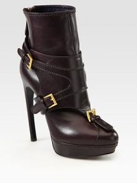 Reach new heights with this ultra-high platform shape of soft leather, with buckled straps and a contoured heel. Self-covered horn-heel, 5½ (140mm)Island platform, 1¼ (30mm)Compares to a 4¼ heel (110mm)Leather upperBack zipperLeather lining and solePadded insoleMade in Italy Reach new heights with this ultra-high platform shape of soft leather, with buckled straps and a contoured heel. Self-covered horn-heel, 5½ (140mm)Island platform, 1¼ (30mm)Compares to a 4¼ heel (110mm)Leather upperBack zipperLeather lining and solePadded insoleMade in Italy