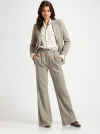 Slightly textured, wool-rich staple with a notched shawl collar and oversized flap pockets. Notched shawl collar Long sleeves Front flap pockets About 26½ from shoulder to hem Fully lined 39% wool/34% linen/23% silk/4% nylon Dry clean Made in USA of imported fabric Slightly textured, wool-rich staple with a notched shawl collar and oversized flap pockets. Notched shawl collar Long sleeves Front flap pockets About 26½ from shoulder to hem Fully lined 39% wool/34% linen/23% silk/4% nylon Dry clean Made in USA of imported fabric