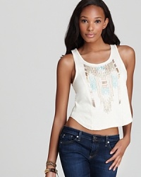 Eclectic beading lends an artisan feel to this summer-ready Free People tank.