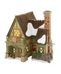Literate or not, the thirsty patrons from Dickens' time identified The Hoops Pub first by the sign depicting a boy and his hoop toy. Diamond-cut windows and separate entrances for different classes of society add to its quaint architecture and authenticity. From Department 56. Literate or not, the thirsty patrons from Dickens' time identified The Hoops Pub first by the sign depicting a boy and his hoop toy. Diamond-cut windows and separate entrances for different classes of society add to its quaint architecture and authenticity. From Department 56.