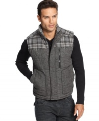 Layer-up in style this season with this plaid accented quilted vest from INC International Concepts. Layer-up in style this season with this plaid accented quilted vest from INC International Concepts.