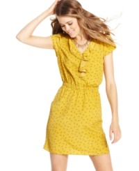 The shoe-print design on this Jessica Simpson dress is so adorbs! A ruffled neckline and cute pockets create a look so versatile, you can wear it during the day as is or during cooler nights with leggings! The shoe-print design on this Jessica Simpson dress is so adorbs! A ruffled neckline and cute pockets create a look so versatile, you can wear it during the day as is or during cooler nights with leggings!