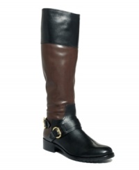 A riding boot with a mind of its own. The Seneca design by Ivanka Trump breaks the classic mold with two-toned leather and eye-catching hardware. A riding boot with a mind of its own. The Seneca design by Ivanka Trump breaks the classic mold with two-toned leather and eye-catching hardware.
