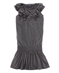 Crafted from soft cotton jersey with ruffled accents at the hem and collar, this lightweight drop-waist dress exudes versatile style that transcends the seasons. Crafted from soft cotton jersey with ruffled accents at the hem and collar, this lightweight drop-waist dress exudes versatile style that transcends the seasons.