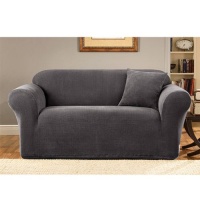 Sure Fit Stretch Metro 1-Piece Loveseat Slipcover, Gray Sure Fit Stretch Metro 1-Piece Loveseat Slipcover, Gray