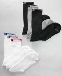 This convenient six-pack of solid Calvin Klein socks gives you a little something extra so you stay cushioned and comfortable with every step. This convenient six-pack of solid Calvin Klein socks gives you a little something extra so you stay cushioned and comfortable with every step.