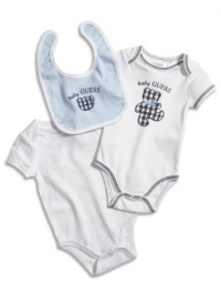 GUESS Kids Boys Two BODYSUITS with Bib Set (0 - 9m), LIGHT BLUE (3/6M) GUESS Kids Boys Two BODYSUITS with Bib Set (0 - 9m), LIGHT BLUE (3/6M)