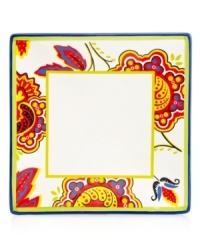 On the bright side. Crafted of easy-care earthenware, Penelope dinner plates feature whimsical flowers and bands of bold color that make every meal a standout. A must from the Clay Art dinnerware collection. On the bright side. Crafted of easy-care earthenware, Penelope dinner plates feature whimsical flowers and bands of bold color that make every meal a standout. A must from the Clay Art dinnerware collection.